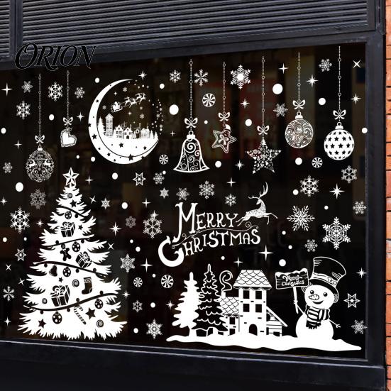 Waterproof Window Stickers 9Pcs Christmas Winter Cling, Snowman Snowflake Tree Static Glass Reusable Sticker Sticker, Removable Double-sided Decor for