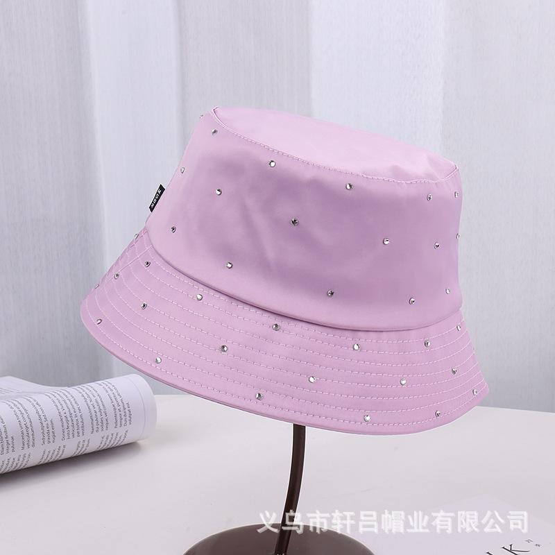 New Satin Basin Hat Women's Casual Versatile Hot Diamond Gypsy Fashion Bucket Hat Spring Sun Protection Visor