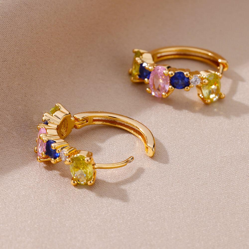 Colored Zircon Earrings For Womenstainless Steel Hoop Earring Luxury New In Wedding Trending Jewelry Gift Aretes Mujer
