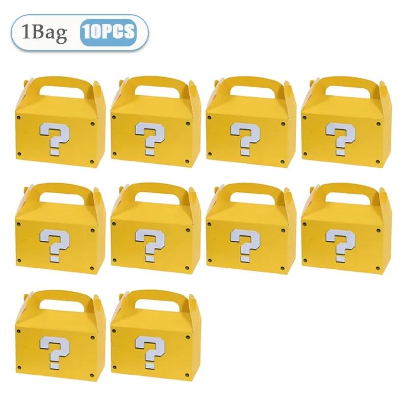 10-80PCS Yellow Question Mark Candy Box with Handle Wedding Favor Gift Box Fold Bread Packaging Bag Birthday Party Decoration