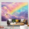 2D flat banner, 1pc1 vibrant rainbow cloud tapestry - colorful weather landscape wall hanging, polyester fiber fabric,