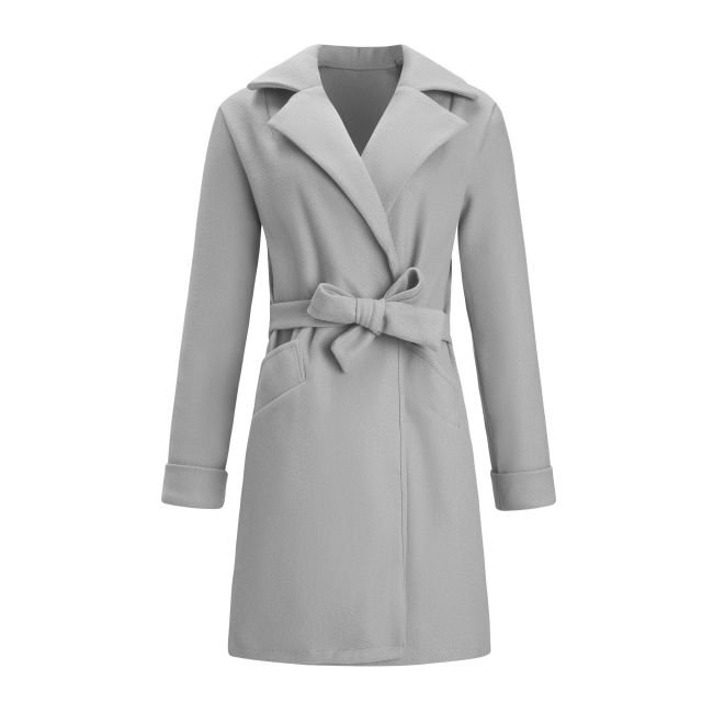 Cappotto Lungo In Lana Invernale da Donna Elegante Cappotto Monopetto con Revers e Cintura Giacca Autunno Vintage da Ufficio Donna Slim Fit Soprabito