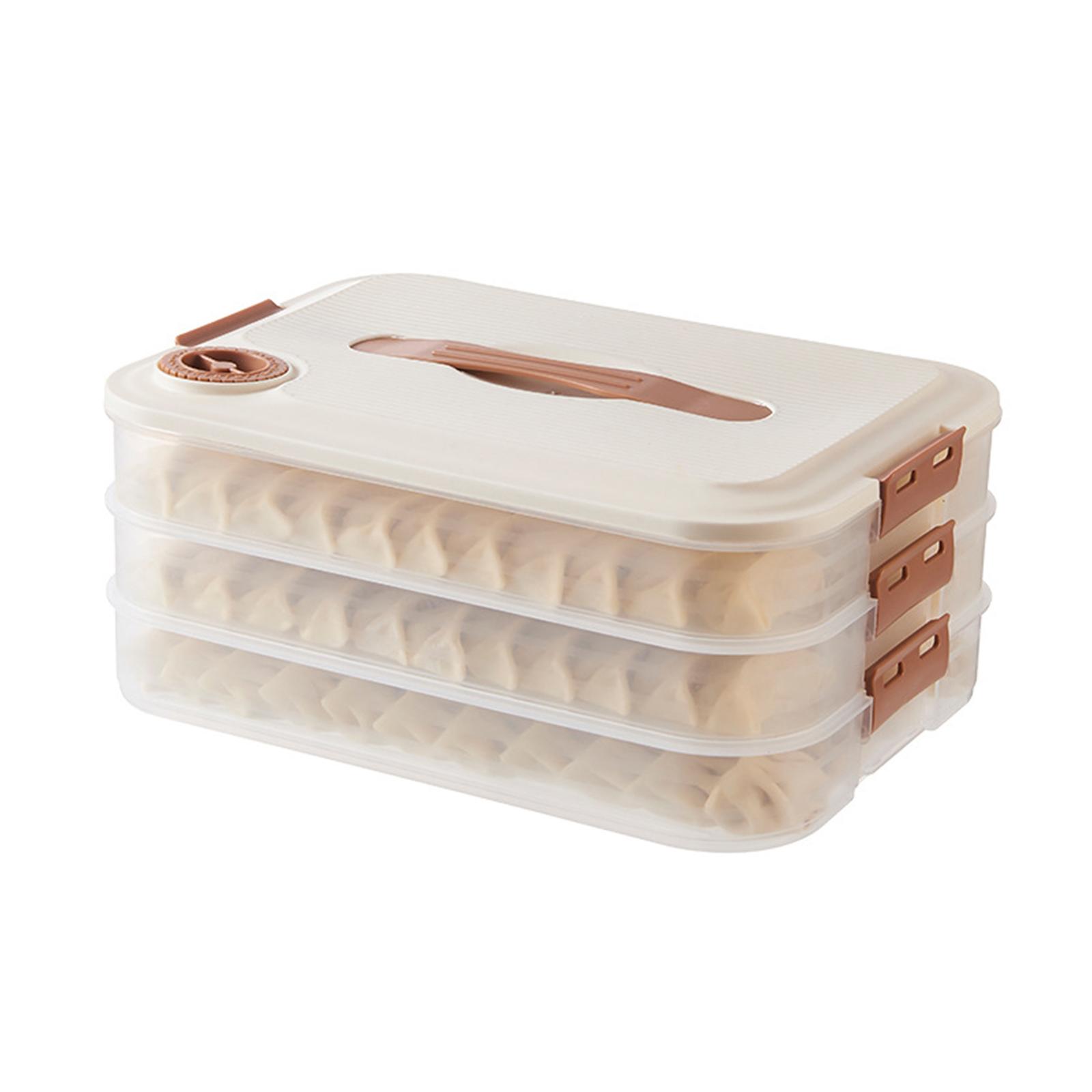 3/4-layer Wonton Dumpling Storage Containers Stackable Quick-Frozen Dumpling Boxes with Timer Kitchen Supplies