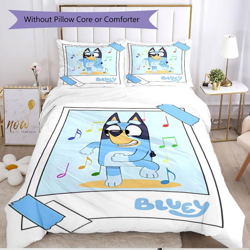 3pcs Duvet Cover Set (1*Duvet Cover + 2*Pillowcase, Without Core), Bluey Print Soft All‑Season Bedding Set, Home Bedroom Decor Gift