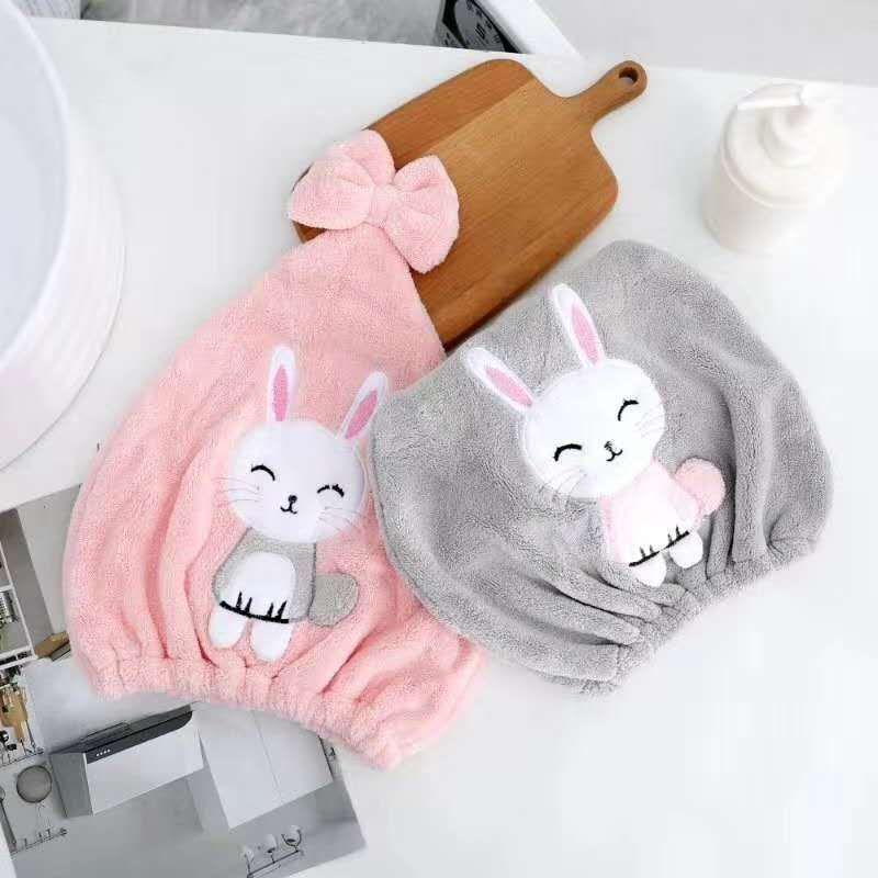Quick-Dry Cute Cat Kids Coral Fleece Hair Towel Cap