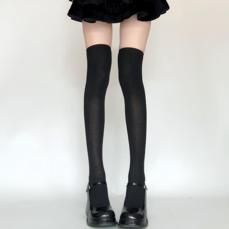 Autumn And Winter Warm Knee Socks Pure Cotton Socks Women'S Thick Socks Japanese Stockings Winter High Tube Non-Slip Solid Color Stockings