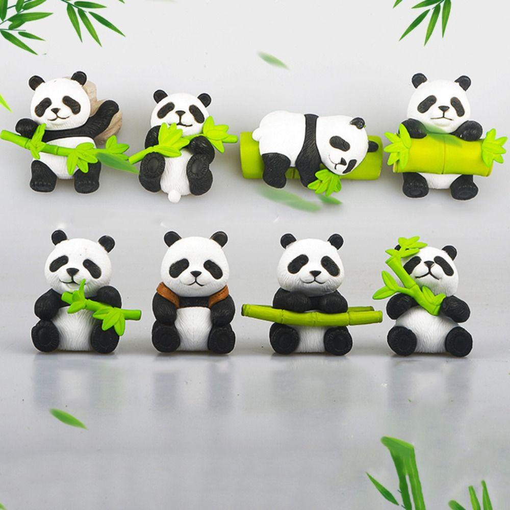 8pcs Resin Panda Ornament Lifelike Panda Statue Garden Decor Animal Statues  Car Ornaments