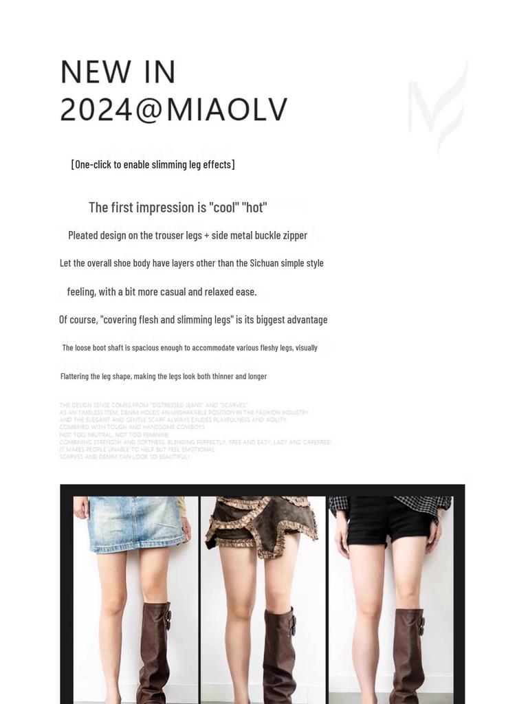 Women's 2025 Over-the-Knee Chunky Heel Riding Boots - Large Calf, Retro Thick Sole, Ruched Shaft, Knee-High Boots.