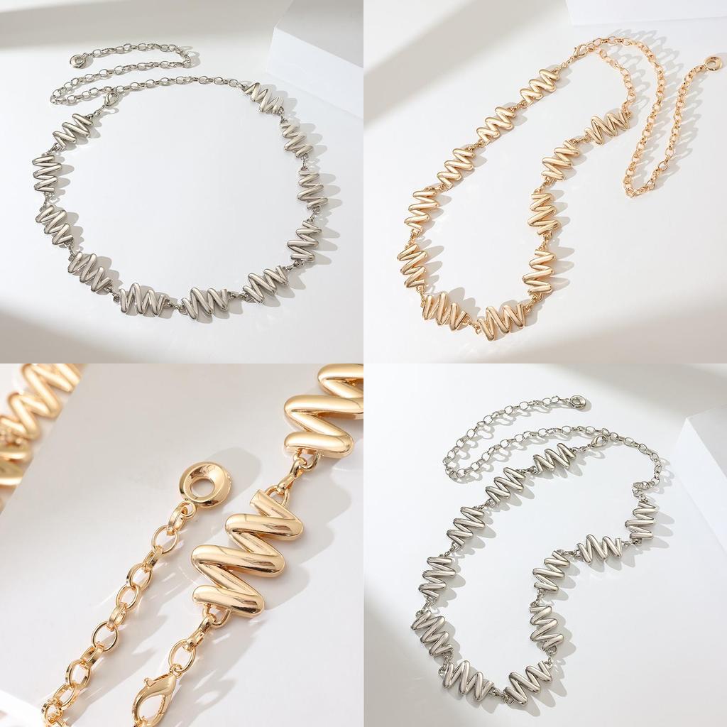 Womens Highquality Silver Waist Chain With Glossy Surface And Fashionable Design