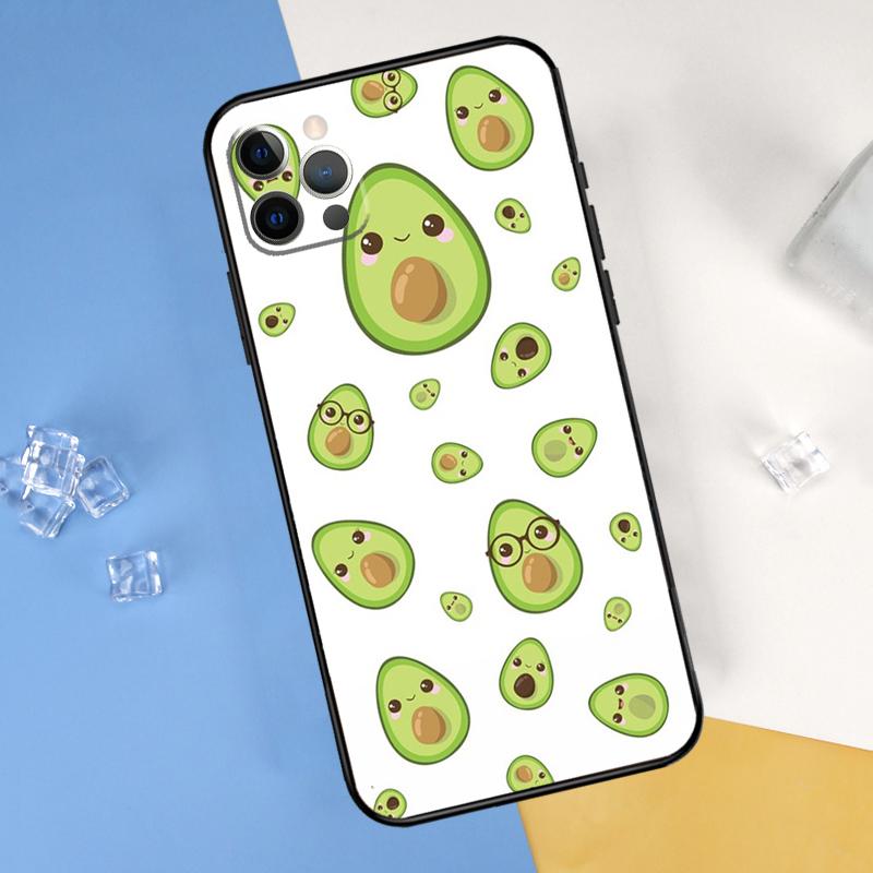 Cartoon Avocado Phone Case For iPhone 16 Pro Max 13 12 Mini 11 14 15 Pro Max XR 16 15 Plus 16e Cover Shell