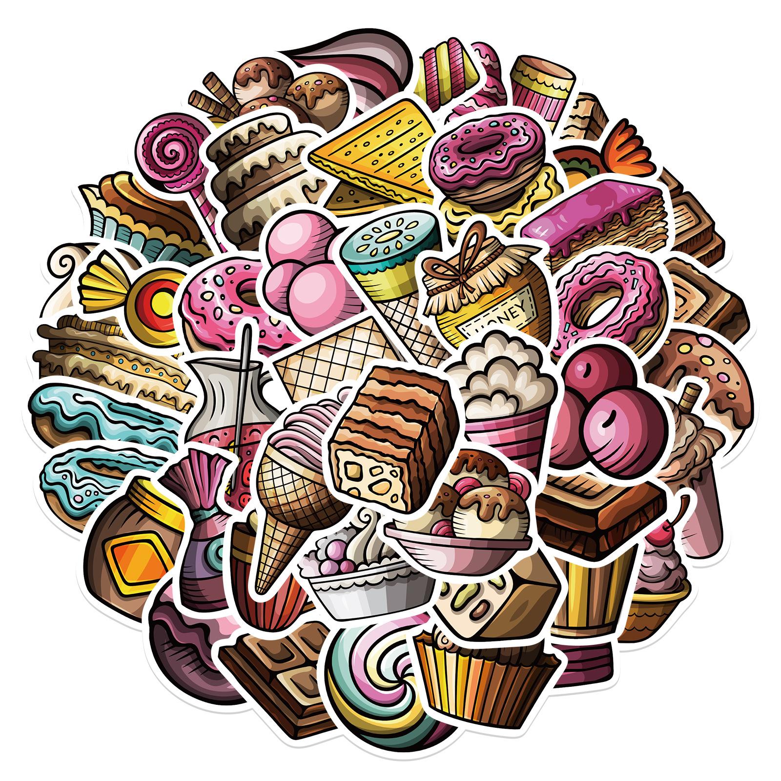 

67 Мультяшные наклейки со сладостями и десертами для украшения чемодана, ручки, гитары, блокнота, водонепроницаемые горячие наклейки