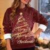 Women's Fashion Casual Long Sleeve Christmas Printed Round Neck Top Sweatshirt