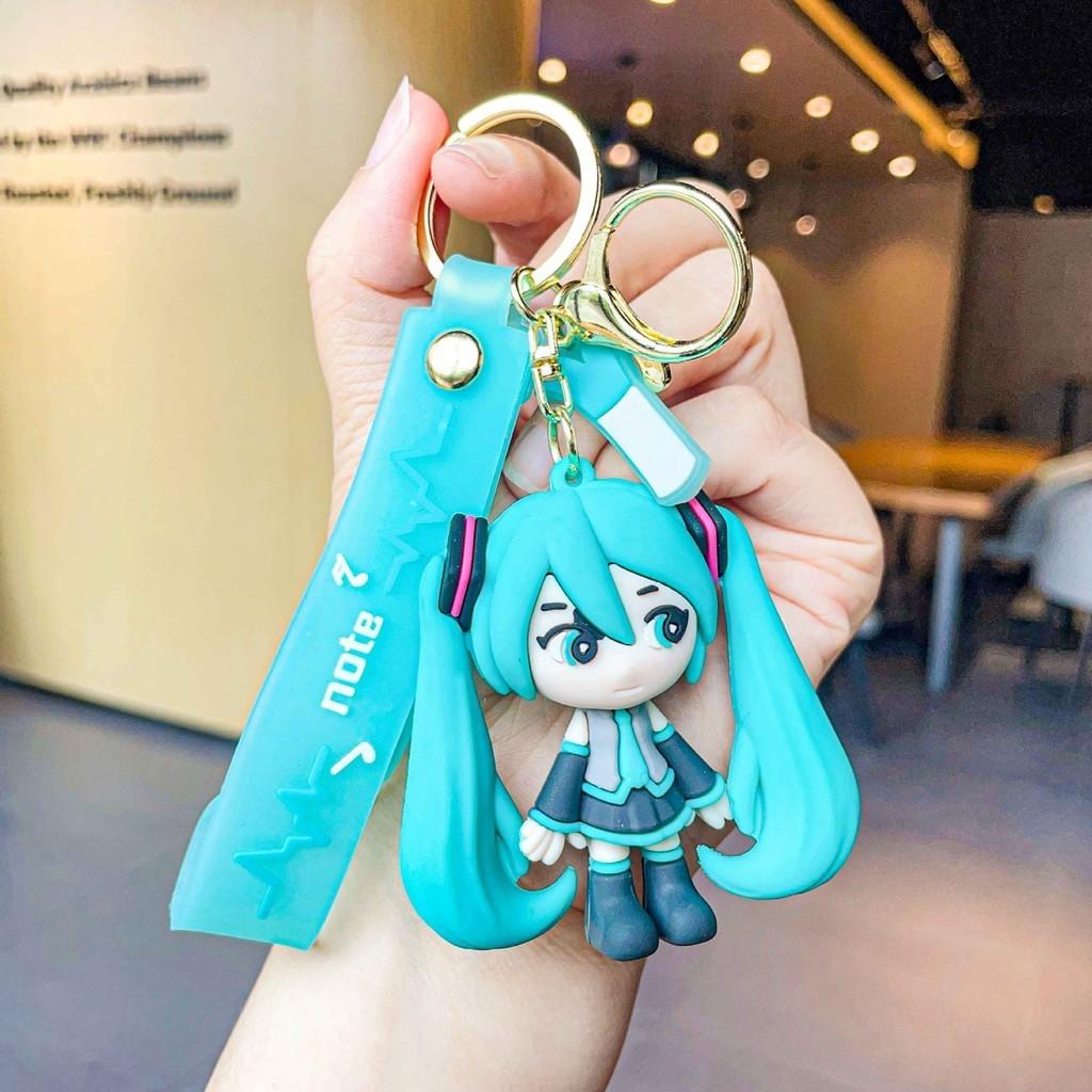 Adorable Miku Hatsune Keychain Cute Cartoon Silicone Bag Charm Car Key Accessory