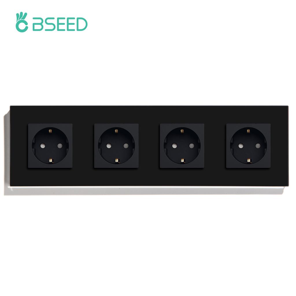 Bseed EU Russia Socket 16A 4 Colors Electric Wall Socket Tempered Glass Crystal Panel Electrical Outlet Home Improvement