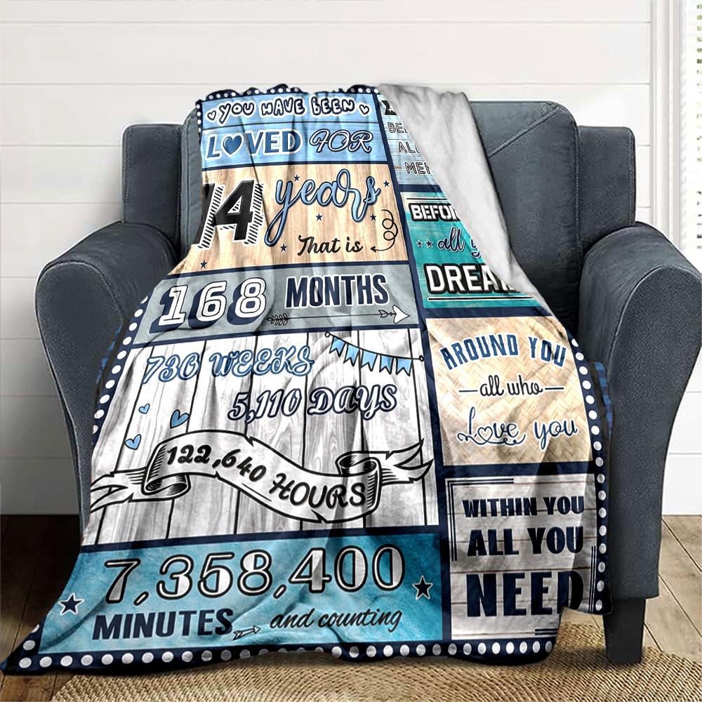 14Th Birthday Celebration Multi-purpose Blanket Comfortable Ure Versatile Picnics Four Seasons Universal Warmthful Decor and Friends Y8