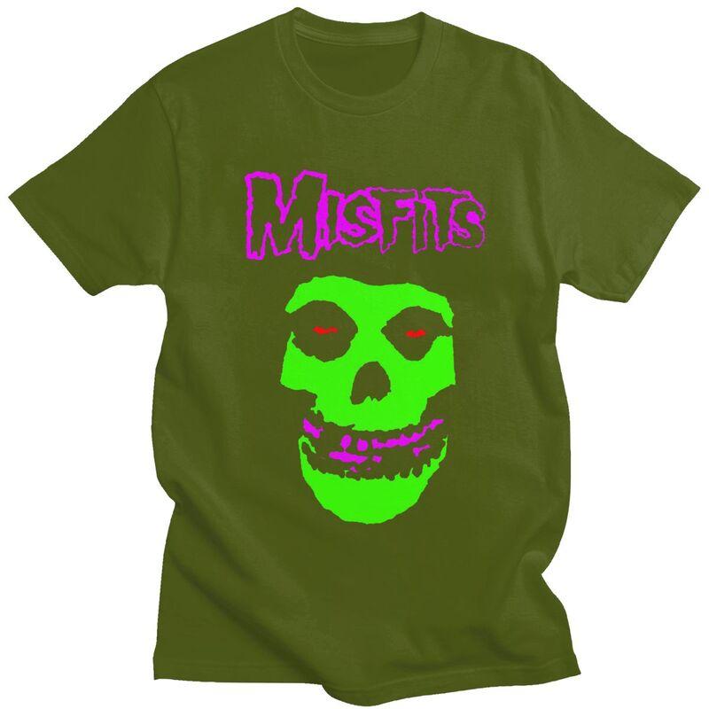 Custom Horror Punk Rock Misfits Skull T Shirt for Men 100 Cotton Tshirt Leisure Tees Tshirts Slim Fit