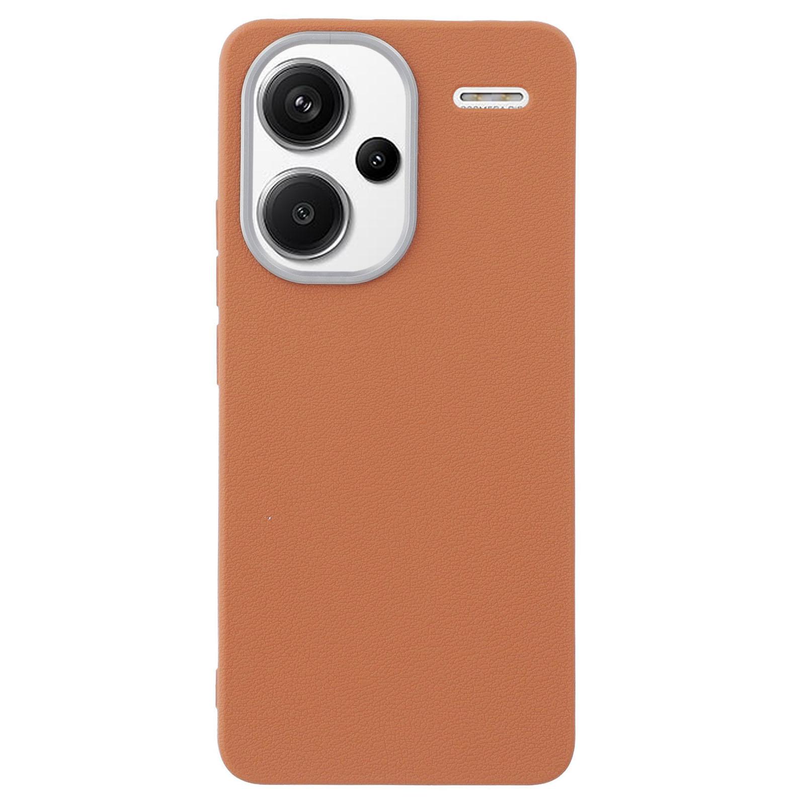 

For Xiaomi Redmi Note 13 Pro+ 5G Case Leather Textured TPU Shockproof Phone Cover Brown