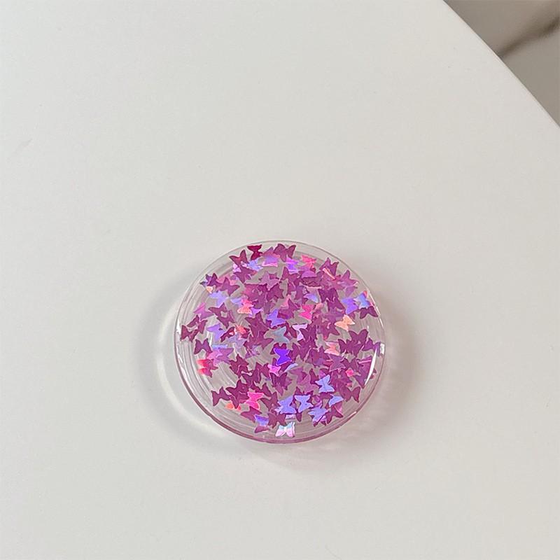 Butterfly Glitter Solid Color Circular Phone Airbag Holder Korean Ins Style Desktop Stable Portable Ring Women's Gift