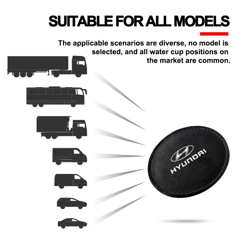 New Car Cup Holder Pad PU Leather Slot Non-slip Coaster Mat For Hyundai Tucson 2021 Accent I10 I20 Kona Getz Solaris I30 Creta