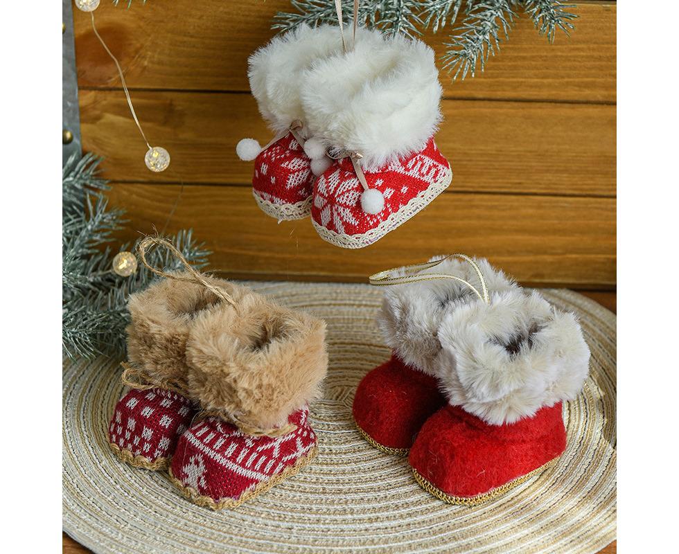 Red Fabric Christmas Boots Ornament - Type A