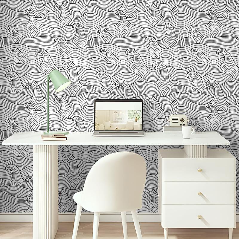

Thickened Wave Pattern DIY Self-Adhesive Stickers Environmentally Friendly PVC Waterproof and Oil-Proof Home Decoration Wall Renovation Wallpaper 44cmX3M