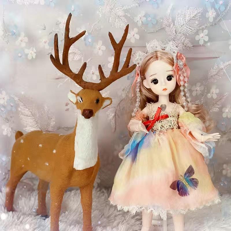 30CM Mini Bewegliche 21 Gelenk Puppe Mädchen Spielzeug 3D Große Augen BJD Prinzessin Volle Outfits Kleider Sammlung Kinder puppe Geschenk