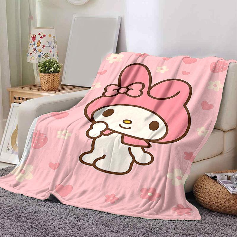 1pc My Melody Cute Wallpaper Blanket, Seasonal Home Decorative Throw for All Seasons, Living Room, Travel, Camping, Car Blankets, Beach, Office Naps,