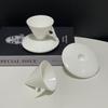 White Cone Bone China Espresso Cups And Saucers Creative Personality Ceramic Cups And Saucers Latte Office Home Coffee Set