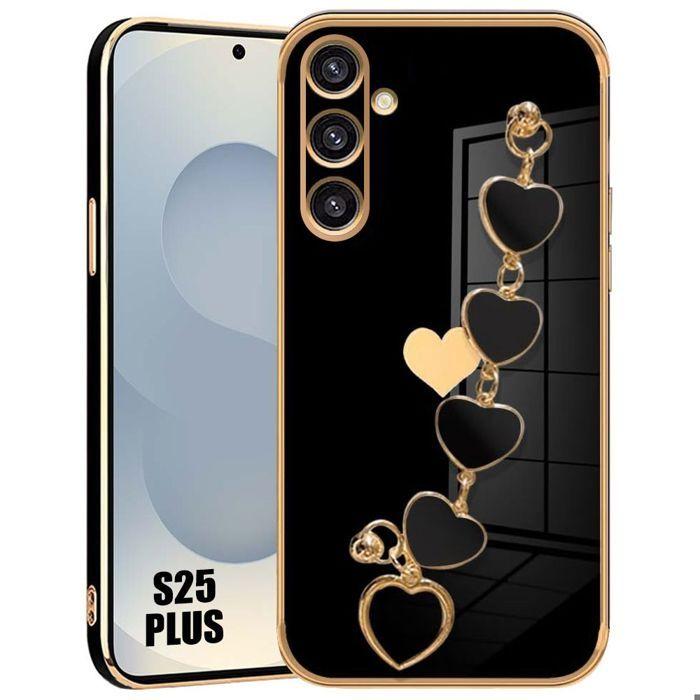 Coque pour Samsung Galaxy S25 Plus (S25+) Protection Anti-Rayures Ultra Slim avec Bracelet - Noir