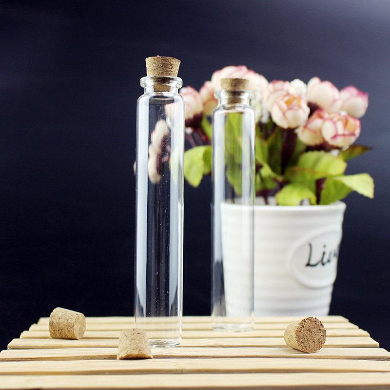 Furniture Decoration Subpackage Storage Flask Mini Small Capacity Transparent Glass Bottle Multi Purpose Cork Lid Glass Vial