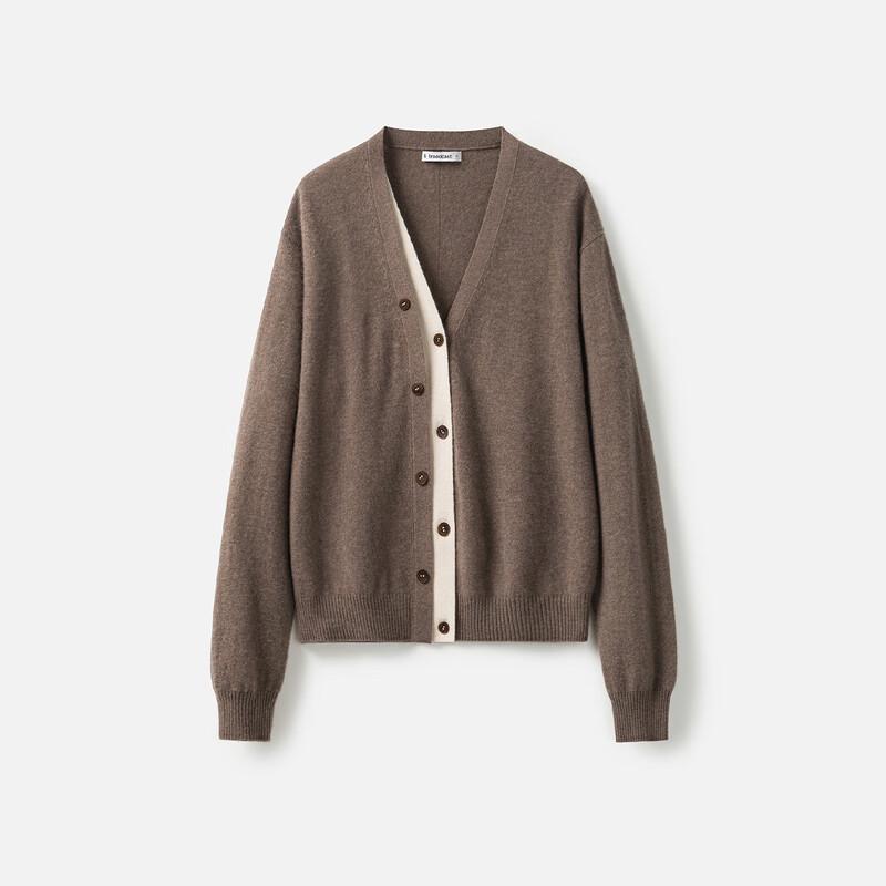 Women's Contrasting V-Neck Loose Knit Cardigan