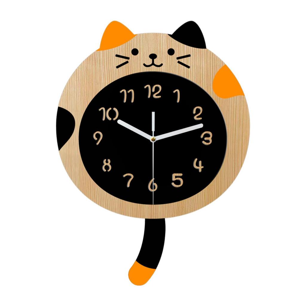 Cat Wall Clock Stylish Non Ticking Cartoon Cat Silent Clock Acrylic Wall Clock