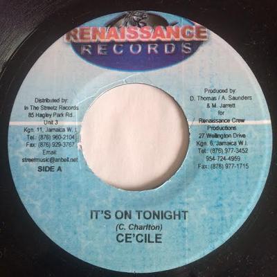 7inch Record CE'CILE / DA'VILLE - It's On Tonight / Gal U A Murda NONE Renaissance Rec 2003 Jamaica Reggae, Ska & Dub Used