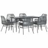 VidaXL Ensemble à manger jardin coussins 7 pcs gris poly rotin verre, ensemble de salle à manger d'extérieur, meuble de 3334482