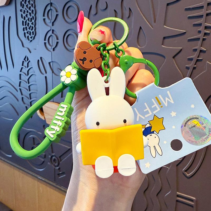 New Kawaii Miffy Rabbit Keychain Cartoon Couple Backpack Pendant Car Key Accessories Creative Festival Gifts