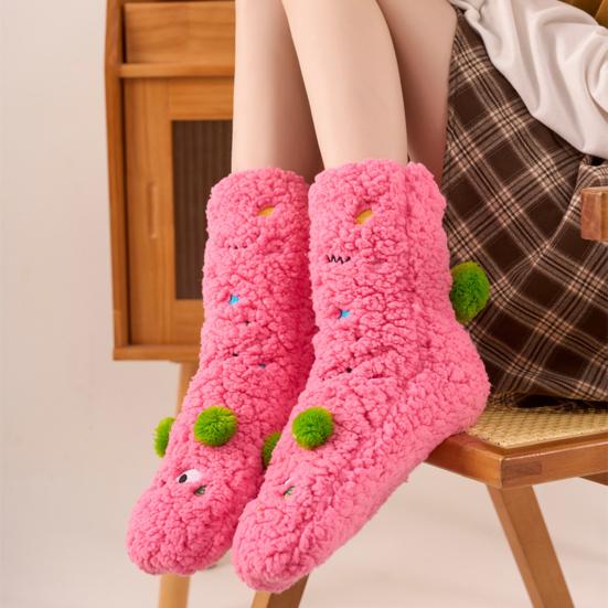 1 Paio Calzini da Pavimento in Peluche Spessi Caldi per Interni con Suola Antiscivolo