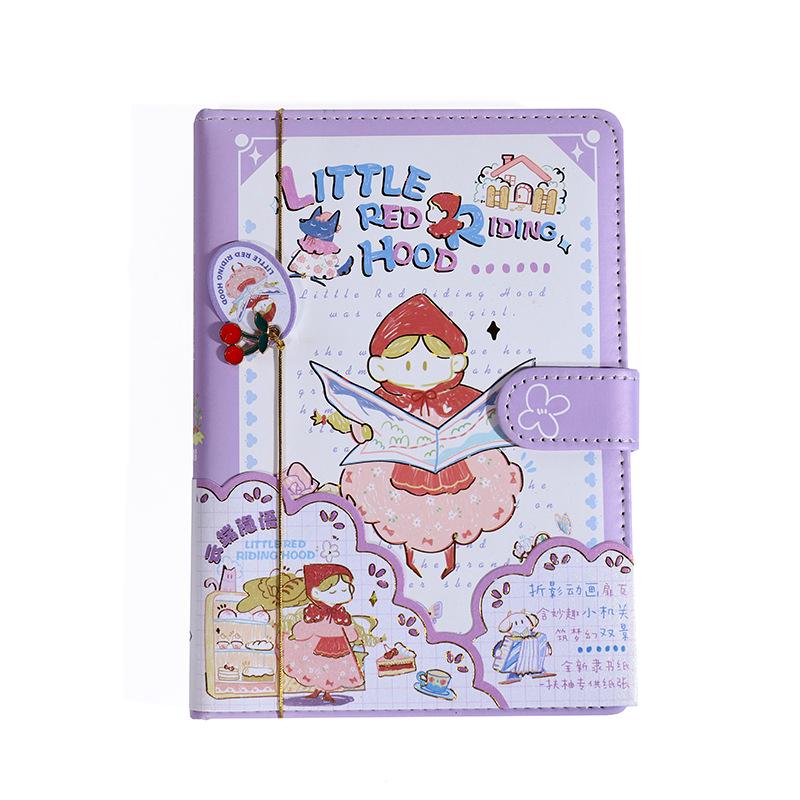 Fuyou B6 PU Magnetic Little Red Riding Hood Journal with Cute Hand-Drawn Illustrations