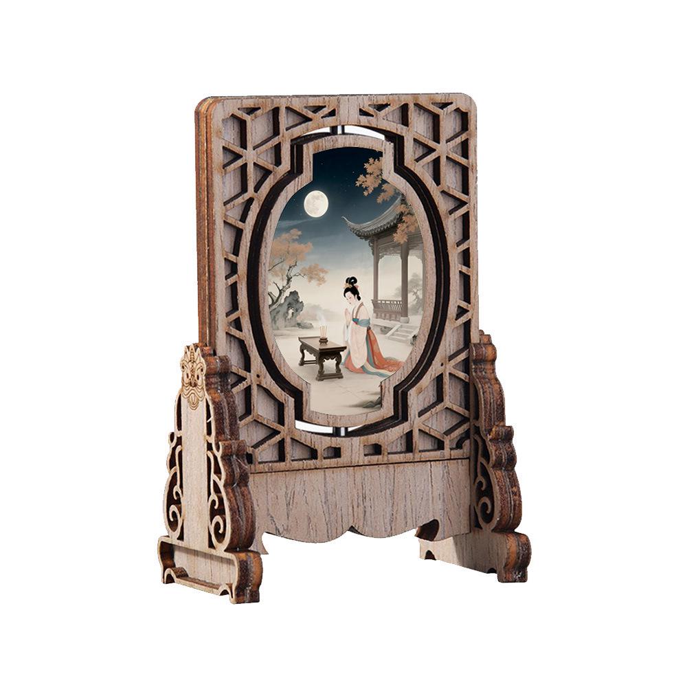 

Antique Style Rotating Wooden Screen Souvenir - Scenic Gift for Teachers and Classmates. Acrylic Inlay