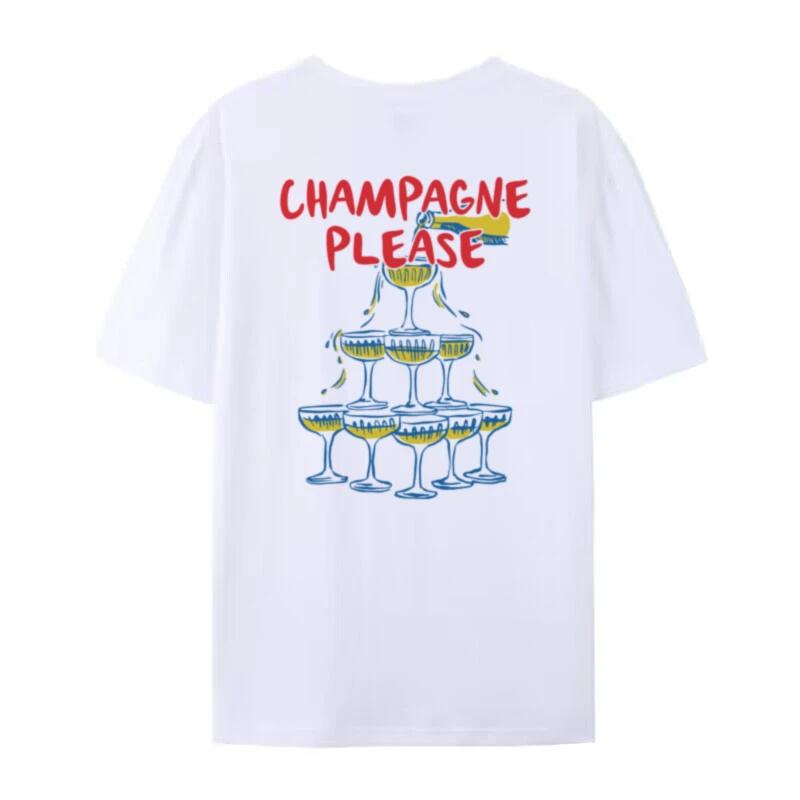 Back Print Champagne T Shirt Retro Cute Champagne Lovers TShirts Short Sleeve Bachelorette Party Shirt Summer Womens Clothing
