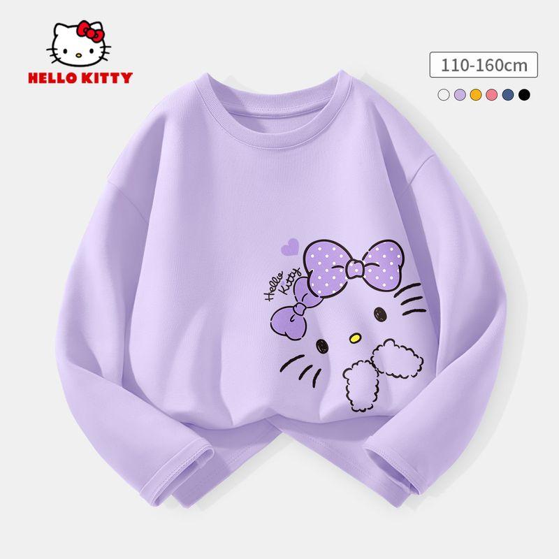 Hello Kitty Girls' Base Layer Shirt Spring 2026 New White Children's Base Layer Shirt Pure Cotton Girls' Top