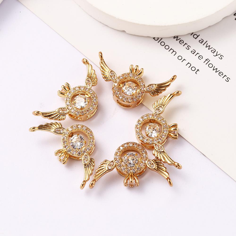 Copper Inlaid Zircon Wing Crown, Angel Wings Diy Jewelry Accessories Necklace Bracelet Pendant Accessories