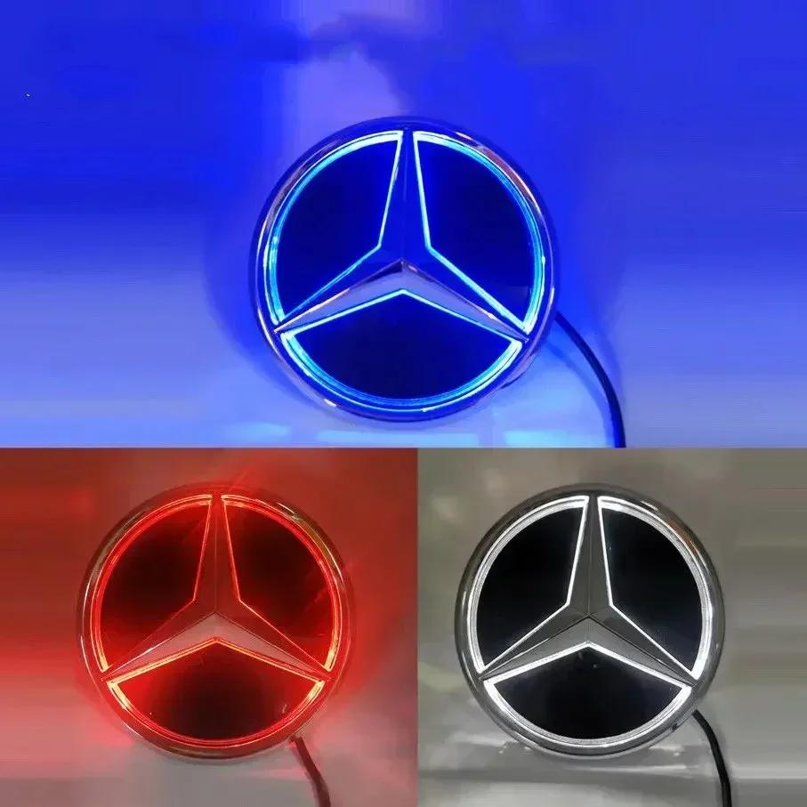 Autoaufkleber 2025 Heiß Für Benz Auto Frontgrill Logo Licht Spiegeloberfläche LED Abzeichen Emblem Leuchtendes Dekoratives Licht Für Mercedes Ben