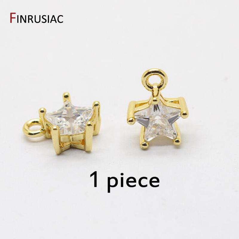 

Wholesale Star Shape Inlay Crystal Pendant High Quality Copper Metal DIY Jewelry Necklace Earring Making Findings Accessories