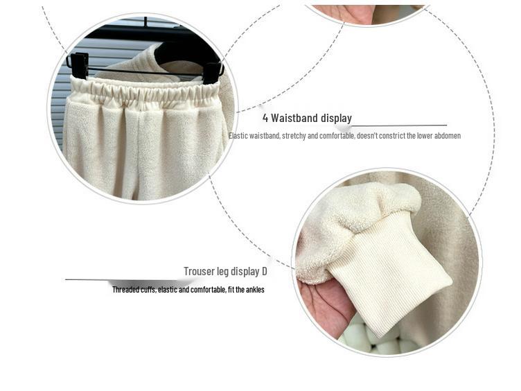 Korean Style Kids' Two-Piece Set: Stand-up Collar Fleece Sweater & Thick Pants for Fall/Winter, Unisex