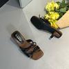 Fashion Fashion Square Toe Ladies 4cm Heels Sandals Slides Female Butterfly-Knot Footwear Elegant Women Heeled Sandals Shoes Pumps
