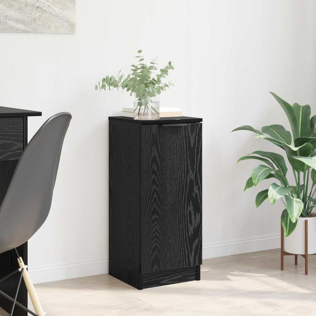 Sideboard In Black Oak Look 30 X 30 X 70 Cm Particleboard
