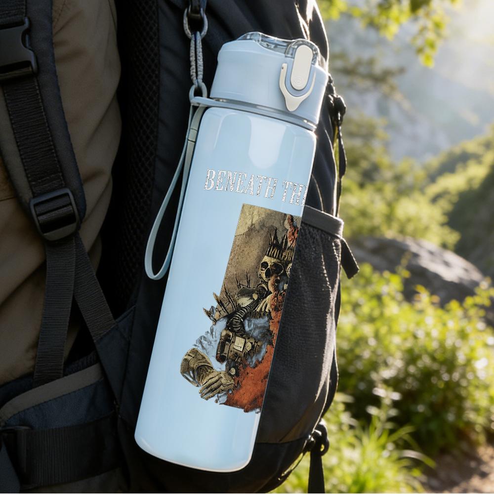1PC Dark fantasy band figure print 750ml colorful plastic sports water bottle leakproof pop up lid with straw for outdoor work home use