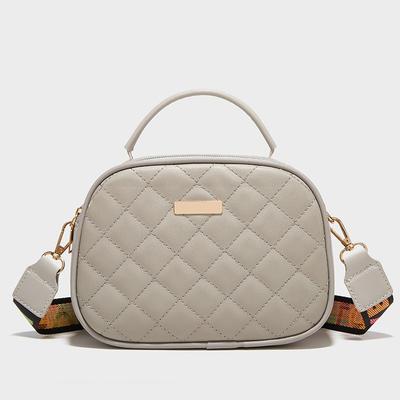 Women's Bag New Spring and Summer New Retro Portable Shoulder Bag Rhombus Embroidery Thread Fashion Oblique Span Bag Small Square Bag