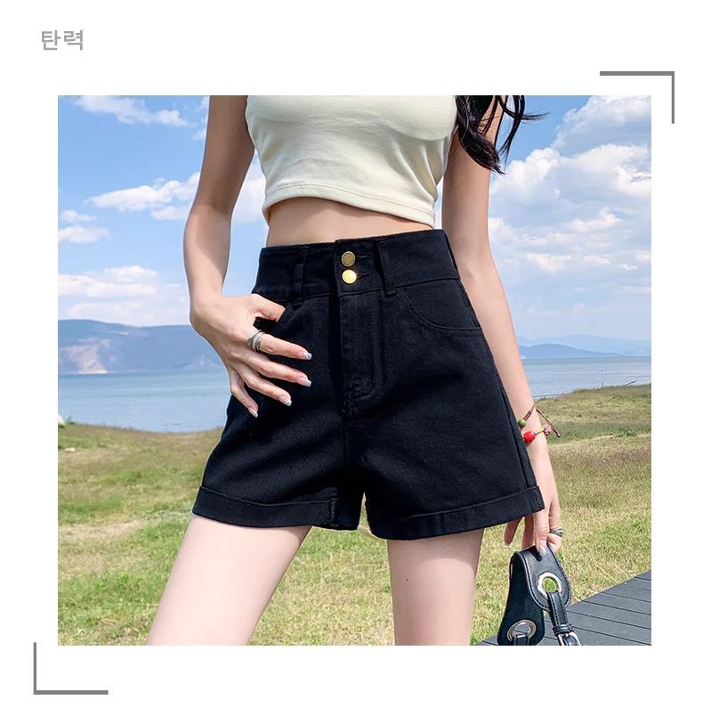 Plus Size High-Waisted A-Line Denim Shorts for Women - Summer Pear-Shaped Elastic Wide-Leg Hot Pants