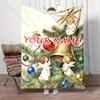 Custom Name Cute Christmas Elf Blanket Elf Legs Striped Socks Print Flannel Throw Blanket Winter Children Xmas Gift All Seasons